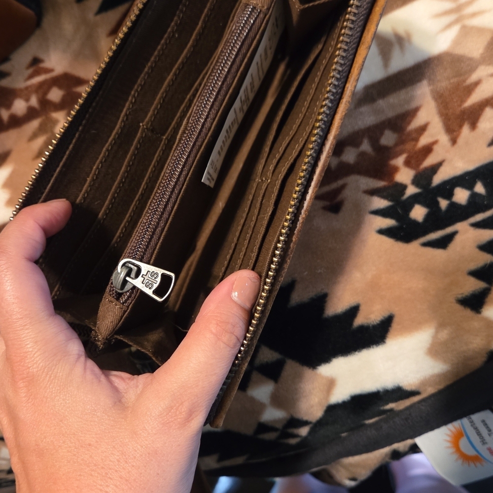 Brown and Tan Wallet with Zipper